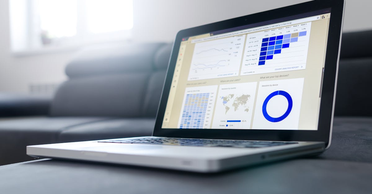 Analytics dashboard on screen